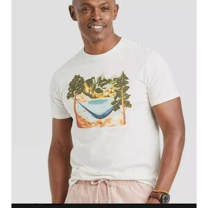 425 Men’s Nature Hammock Graphic T-Shirt | Cream Short Sleeve Tee Relaxed Fit